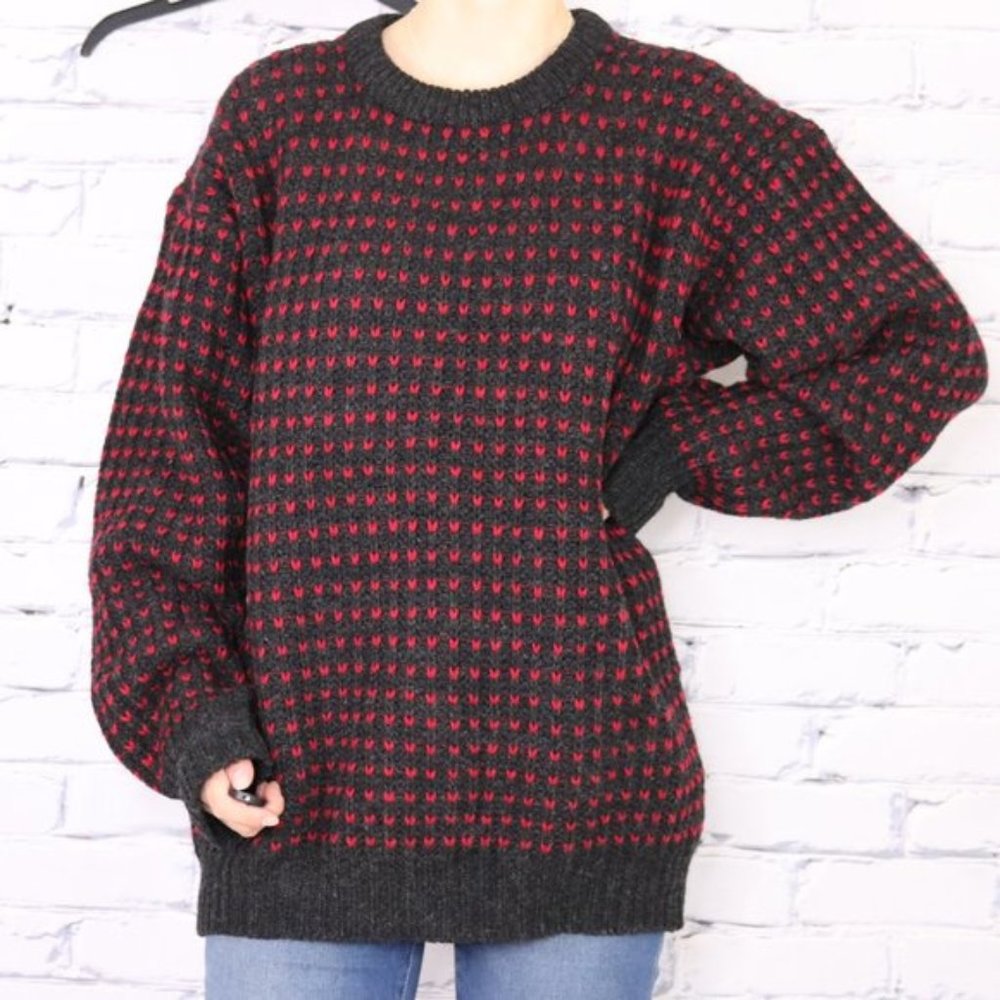 Woolrich wool vintage red black heart sweater